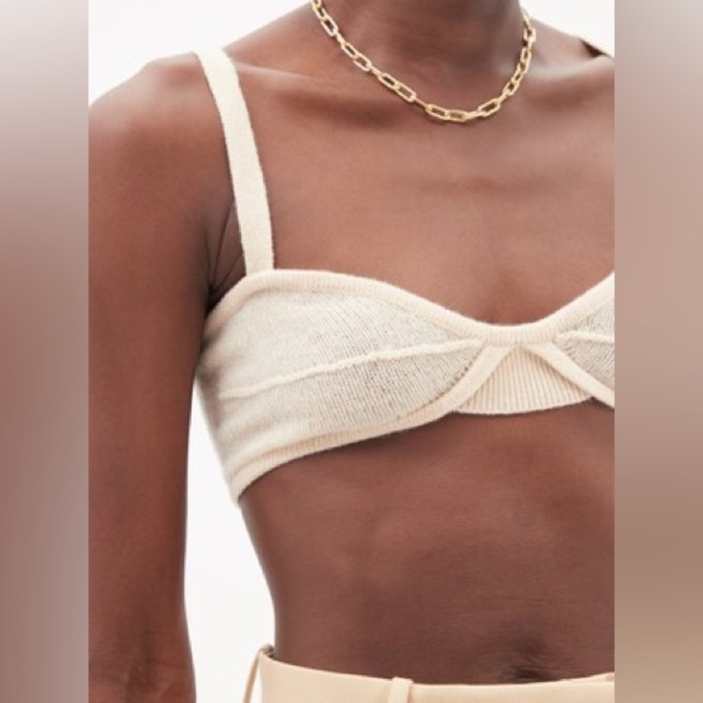 KHAITE Eda Cashmere Bralette in cream-Small